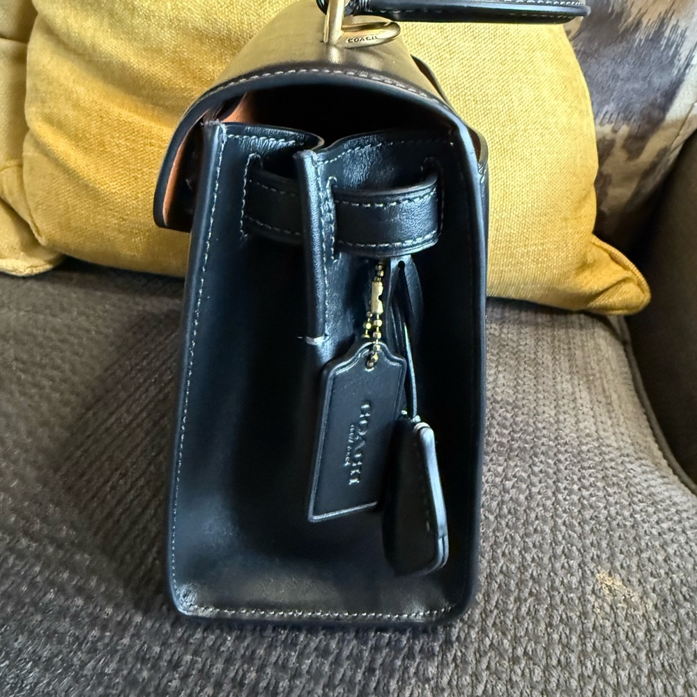 Coach Black Leather Handbag with Gold Accents - Picture 3 of 10